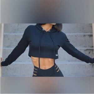Bombshell Sportswear Black Cropped Pull Over Hoodie Medium
